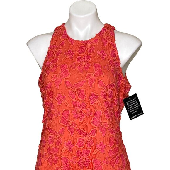 Alexia Admor NWT $146 Coral Pink Reese Lace Dress, Floral Crochet Design Size 8 - Picture 3 of 12